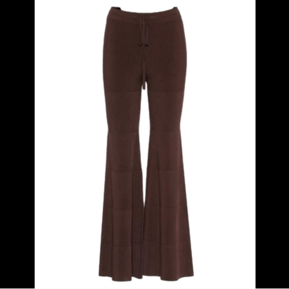 China Peter Do Brown Flared Ribbed Pants small - Picture 4 of 16